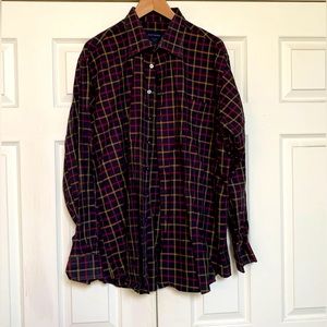Cotton Fine Plaid Cotton Button-Down Dress Shirt
